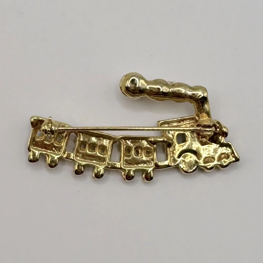 VINTAGE Pearl, Crystal & Enamel Locomotive Train Brooch